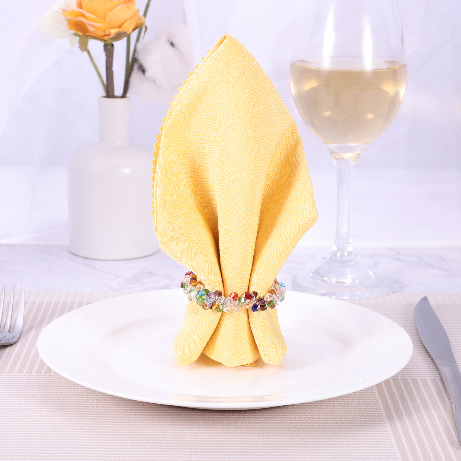 Bling Rhinestone Napkin Rings – 6 Row, Imitation Rhinestone – Choose Color & Quantity – Occasions Finest
