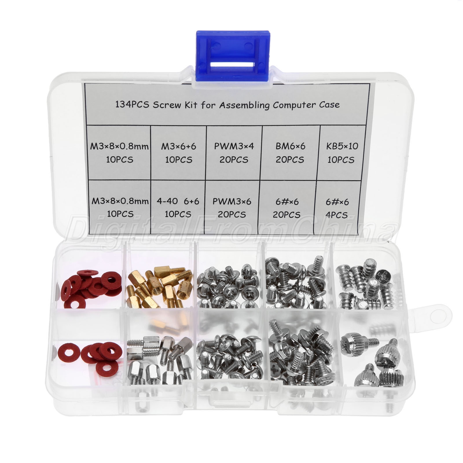 Set of 134Pcs Assembling PC Computer Screw Kit for Motherboard Case Fan