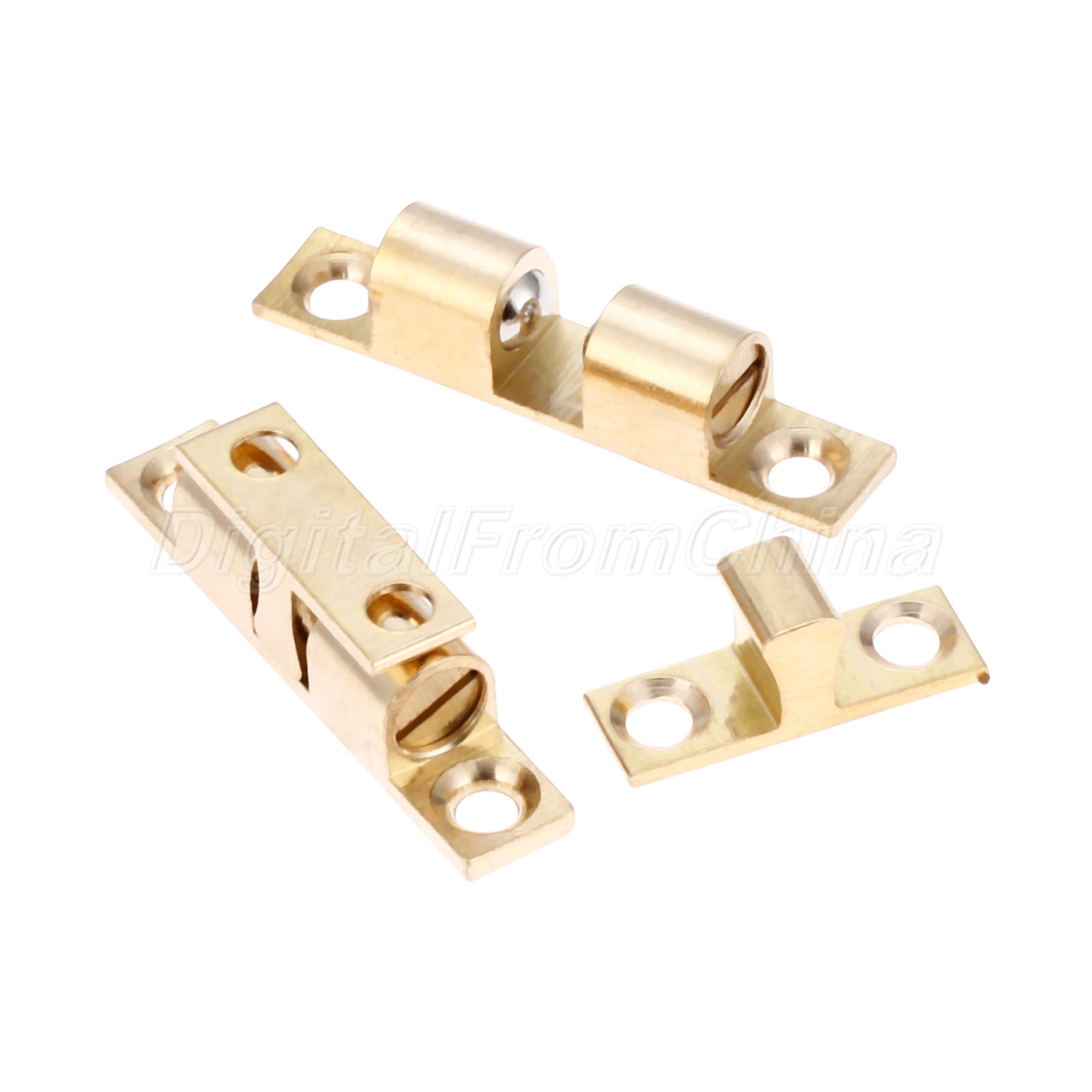 Brass Tone Drawer Cabinet Door Latch Clip Lock Durable Ball Touch Catches 42mm