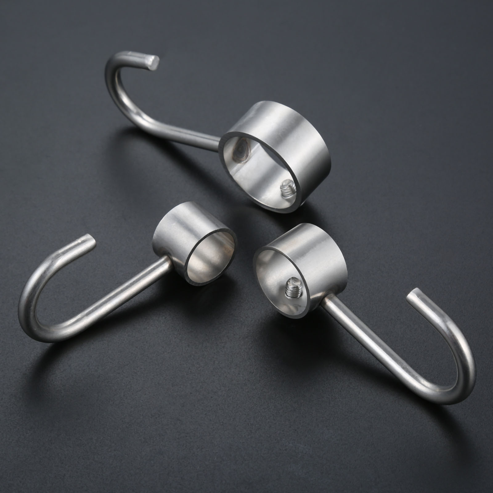 Stainless Steel Wardrobe Tube Rod Ring Hooks Adjustable Clothes Coat
