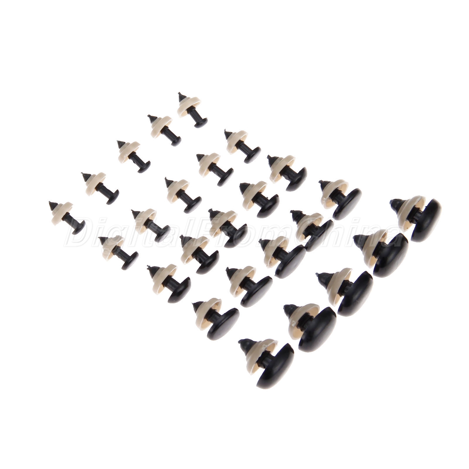 5mm or 6mm Solid Black Safety Eyes with Plastic Backs for Teddy