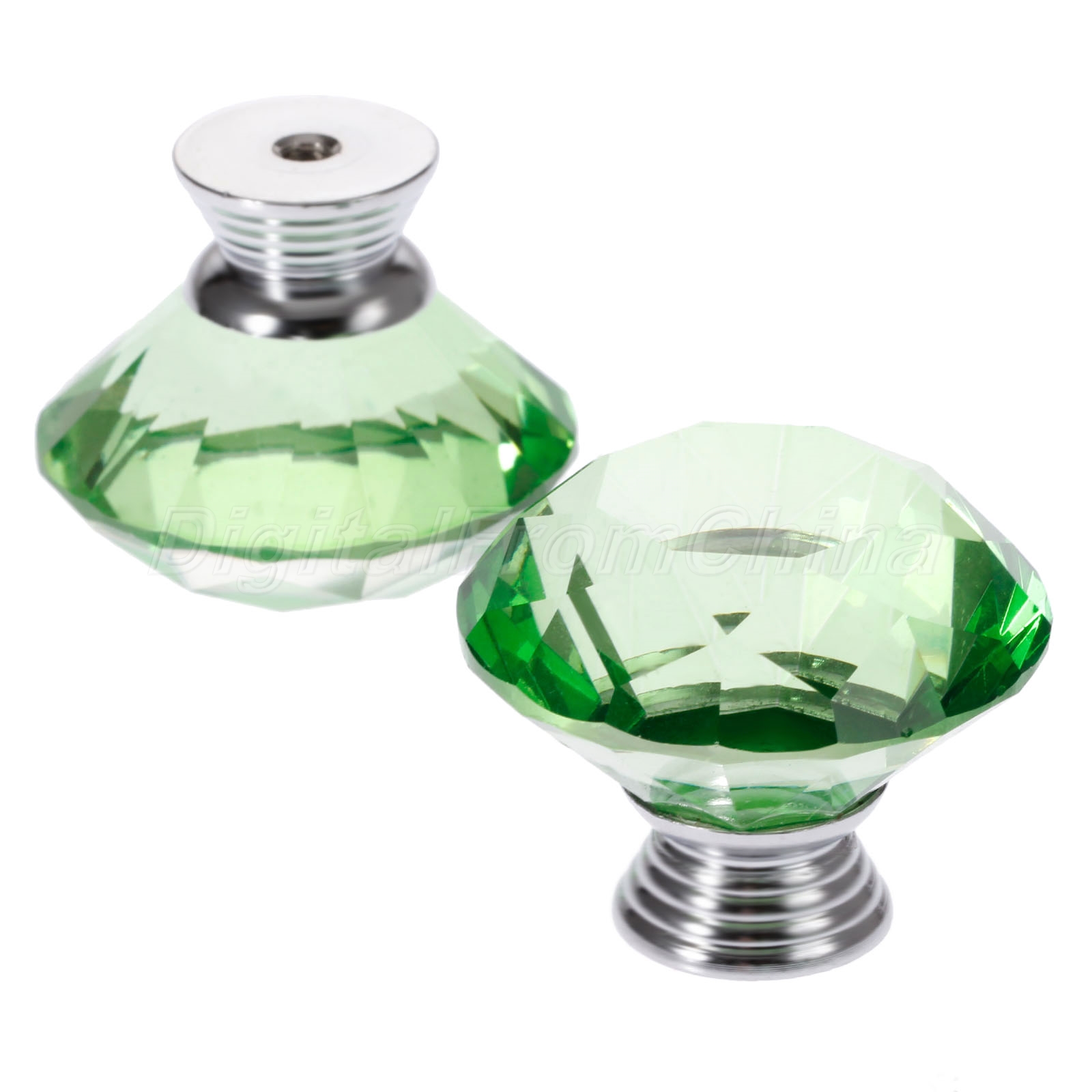 Green Knobs Crystal Glass 40mm Pull Handle Furniture Drawer 1