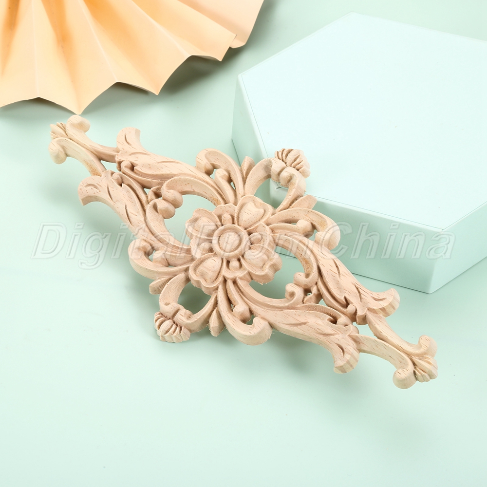Calcomanía de madera tallada floral gabinete tallado en madera puerta de pared muebles aplique onlay - Imagen 9 de 12