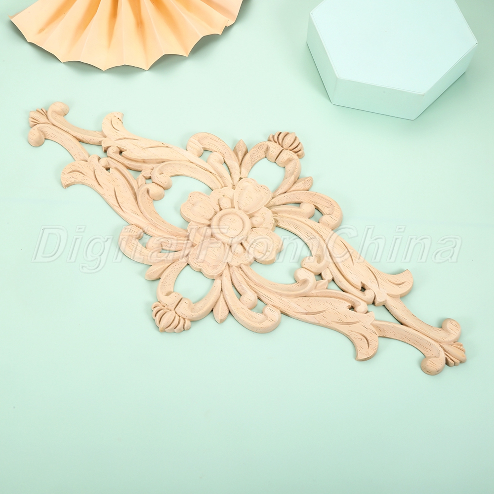 Calcomanía de madera tallada floral gabinete tallado en madera puerta de pared muebles aplique onlay - Imagen 11 de 12